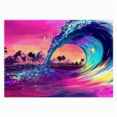 Retro Wave Ocean Large Glasses Cloth by Semog4