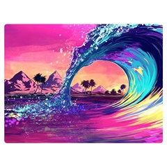 Retro Wave Ocean Premium Plush Fleece Blanket (extra Small) by Semog4