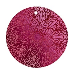 Pink Mandala Glitter Bohemian Girly Glitter Round Ornament (two Sides) by Semog4