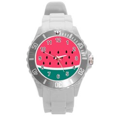 Watermelon Fruit Pattern Round Plastic Sport Watch (l) by Semog4