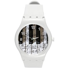 Music Piano Instrument Sheet Round Plastic Sport Watch (m) by Semog4