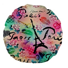 From Paris Abstract Art Pattern Large 18  Premium Flano Round Cushions