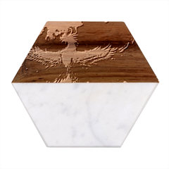 Phoenix Bird Marble Wood Coaster (hexagon)  by Semog4