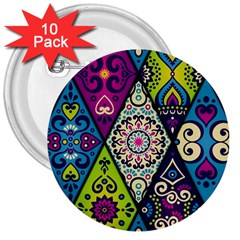 Ethnic Pattern Abstract 3  Buttons (10 pack) 