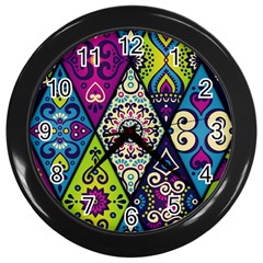 Ethnic Pattern Abstract Wall Clock (Black)