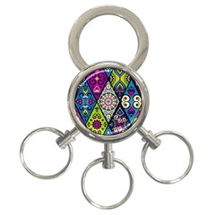 Ethnic Pattern Abstract 3-ring Key Chain by Semog4