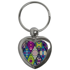 Ethnic Pattern Abstract Key Chain (Heart)