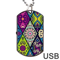 Ethnic Pattern Abstract Dog Tag USB Flash (One Side)