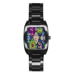 Ethnic Pattern Abstract Stainless Steel Barrel Watch