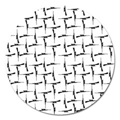Precision Pursuit: Hunting Motif Black And White Pattern Magnet 5  (round) by dflcprintsclothing