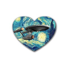 Star Trek Starship The Starry Night Van Gogh Rubber Heart Coaster (4 Pack) by Semog4