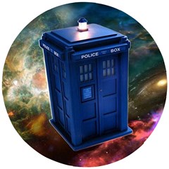 The Police Box Tardis Time Travel Device Used Doctor Who Wooden Puzzle Round by Semog4