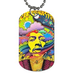 Psychedelic Rock Jimi Hendrix Dog Tag (one Side) by Semog4