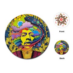 Psychedelic Rock Jimi Hendrix Playing Cards Single Design (round) by Semog4