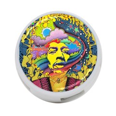 Psychedelic Rock Jimi Hendrix 4-port Usb Hub (two Sides) by Semog4