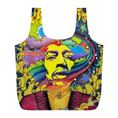 Psychedelic Rock Jimi Hendrix Full Print Recycle Bag (l) by Semog4