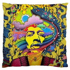 Psychedelic Rock Jimi Hendrix Standard Premium Plush Fleece Cushion Case (one Side) by Semog4