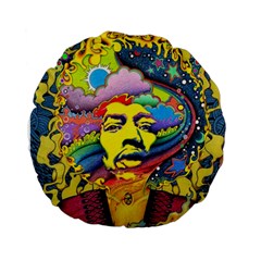 Psychedelic Rock Jimi Hendrix Standard 15  Premium Flano Round Cushions by Semog4