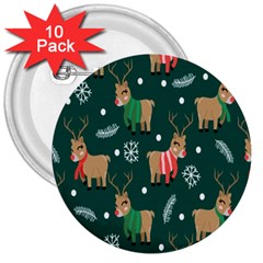 Cute Christmas Pattern Doodle 3  Buttons (10 pack) 