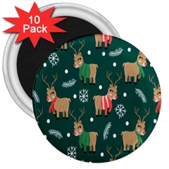 Cute Christmas Pattern Doodle 3  Magnets (10 pack) 