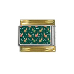 Cute Christmas Pattern Doodle Gold Trim Italian Charm (9mm)