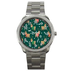 Cute Christmas Pattern Doodle Sport Metal Watch