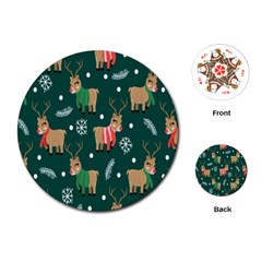 Cute Christmas Pattern Doodle Playing Cards Single Design (Round)