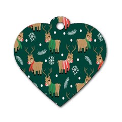 Cute Christmas Pattern Doodle Dog Tag Heart (One Side)