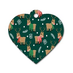 Cute Christmas Pattern Doodle Dog Tag Heart (Two Sides)