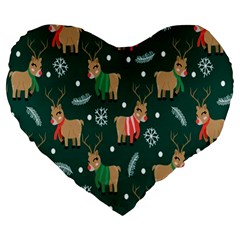 Cute Christmas Pattern Doodle Large 19  Premium Flano Heart Shape Cushions