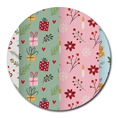 Flat Christmas Pattern Collection Round Mousepad by Semog4