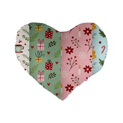 Flat Christmas Pattern Collection Standard 16  Premium Heart Shape Cushions by Semog4