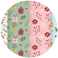 Flat Christmas Pattern Collection Wooden Puzzle Round by Semog4
