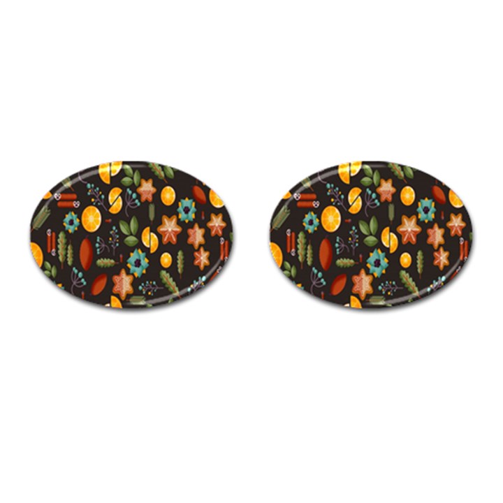 Christmas Seamless Pattern Cufflinks (Oval)