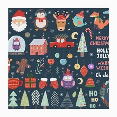 Vector Set Cute Christmas Elements santa-penguin Deer Bear Fox Owl Trees Snowman Bird Angel More Medium Glasses Cloth (2 Sides)