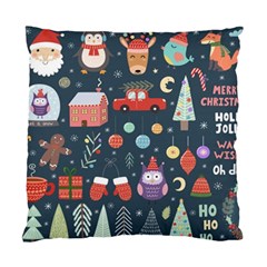 Vector Set Cute Christmas Elements santa-penguin Deer Bear Fox Owl Trees Snowman Bird Angel More Standard Cushion Case (One Side)