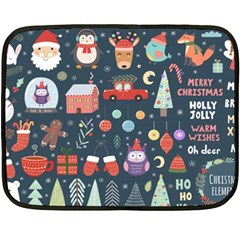 Vector Set Cute Christmas Elements santa-penguin Deer Bear Fox Owl Trees Snowman Bird Angel More Fleece Blanket (Mini)