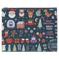 Vector Set Cute Christmas Elements santa-penguin Deer Bear Fox Owl Trees Snowman Bird Angel More Cosmetic Bag (XXXL)