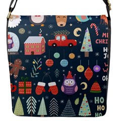 Vector Set Cute Christmas Elements santa-penguin Deer Bear Fox Owl Trees Snowman Bird Angel More Flap Closure Messenger Bag (S)