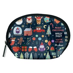 Vector Set Cute Christmas Elements santa-penguin Deer Bear Fox Owl Trees Snowman Bird Angel More Accessory Pouch (Medium)