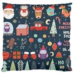 Vector Set Cute Christmas Elements santa-penguin Deer Bear Fox Owl Trees Snowman Bird Angel More Large Premium Plush Fleece Cushion Case (One Side) Front