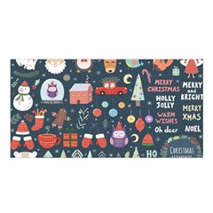 Vector Set Cute Christmas Elements Santa-penguin Deer Bear Fox Owl Trees Snowman Bird Angel More Satin Shawl 45  X 80  by Semog4