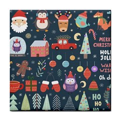 Vector Set Cute Christmas Elements Santa Penguin Deer Bear Fox Owl Trees Snowman Bird Angel More Tile Coaster