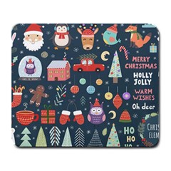 Vector Set Cute Christmas Elements Santa Penguin Deer Bear Fox Owl Trees Snowman Bird Angel More Large Mousepad