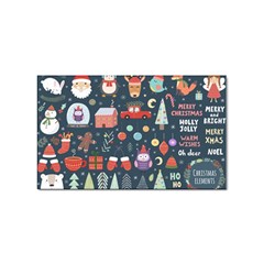 Vector Set Cute Christmas Elements Santa Penguin Deer Bear Fox Owl Trees Snowman Bird Angel More Sticker (Rectangular)