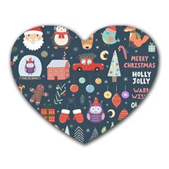 Vector Set Cute Christmas Elements Santa Penguin Deer Bear Fox Owl Trees Snowman Bird Angel More Heart Mousepad