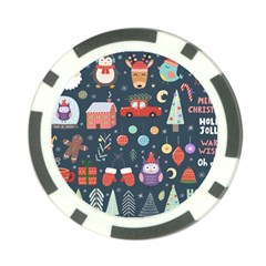 Vector Set Cute Christmas Elements Santa Penguin Deer Bear Fox Owl Trees Snowman Bird Angel More Poker Chip Card Guard (10 pack)