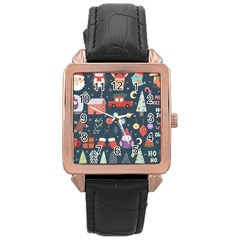 Vector Set Cute Christmas Elements Santa Penguin Deer Bear Fox Owl Trees Snowman Bird Angel More Rose Gold Leather Watch 