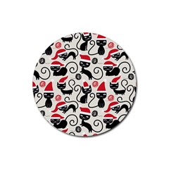 Cute Christmas Seamless Pattern Vector Rubber Coaster (Round)