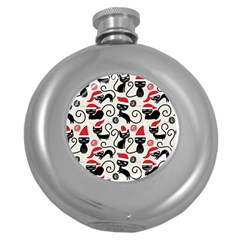 Cute Christmas Seamless Pattern Vector Round Hip Flask (5 oz)